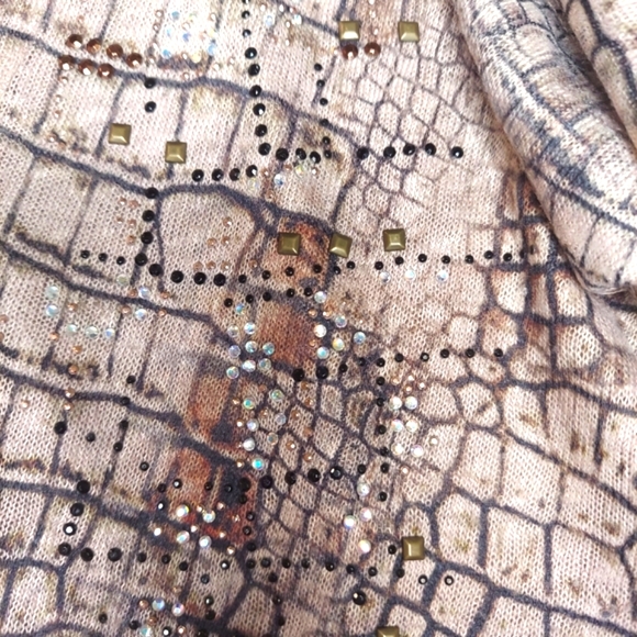 New Direction  Size L snake print open drape cardigan with ruffle trim - Picture 3 of 8